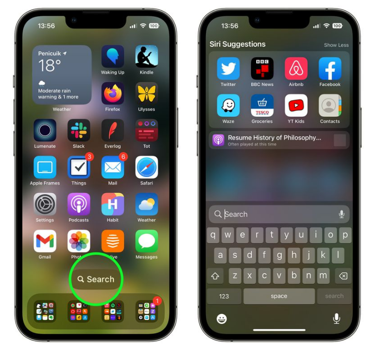 西湖苹果手机维修分享升级到 iOS 16 后，如何删除主屏幕上的搜索按钮 